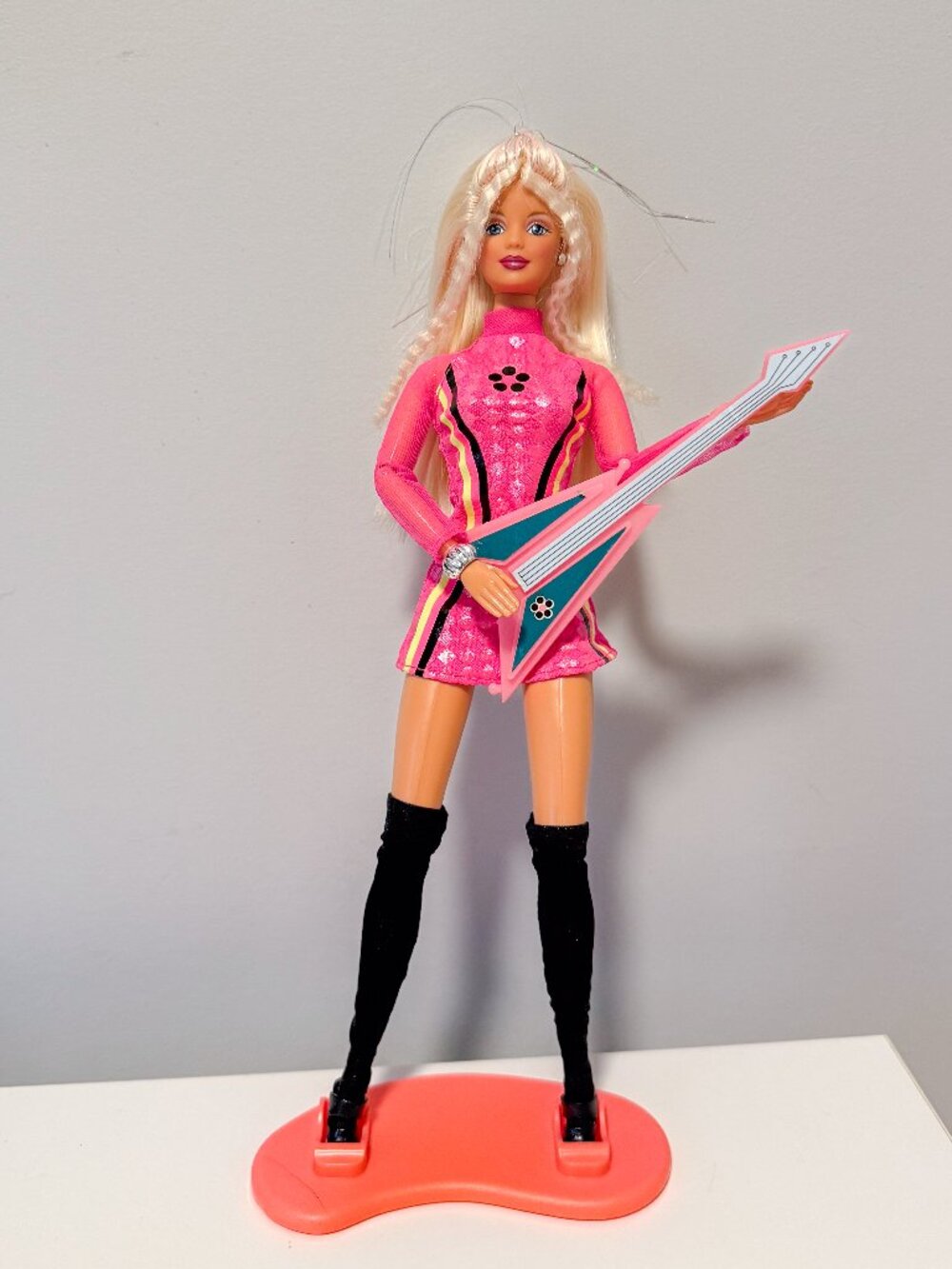 Vintage 1998 Mattel Beyond Pink Barbie Doll with Guitar 90s Collectible Toys